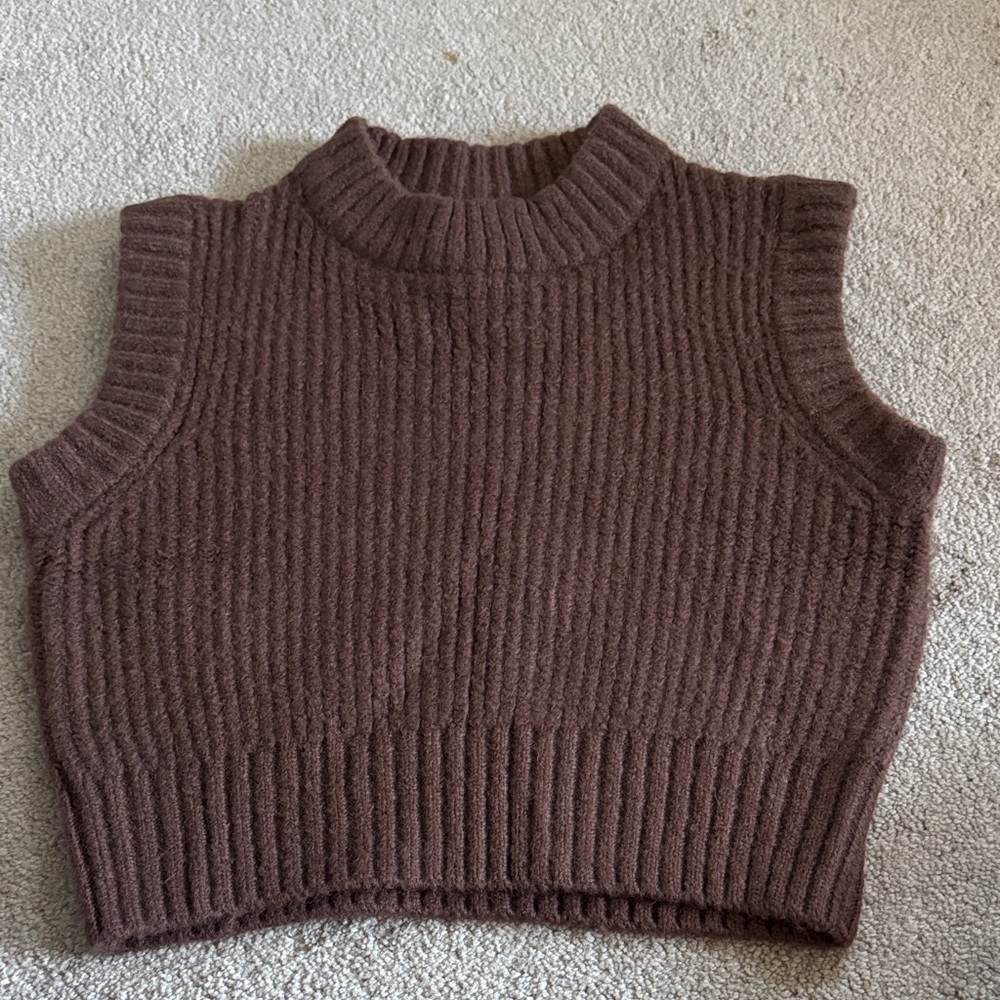 ASOS Brown Ribbed Sleeveless Sweater